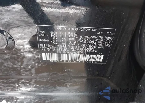 2020 Subaru Ascent Limited z USA, uszkodzony, nr VIN 4S4WMALD4L3427165